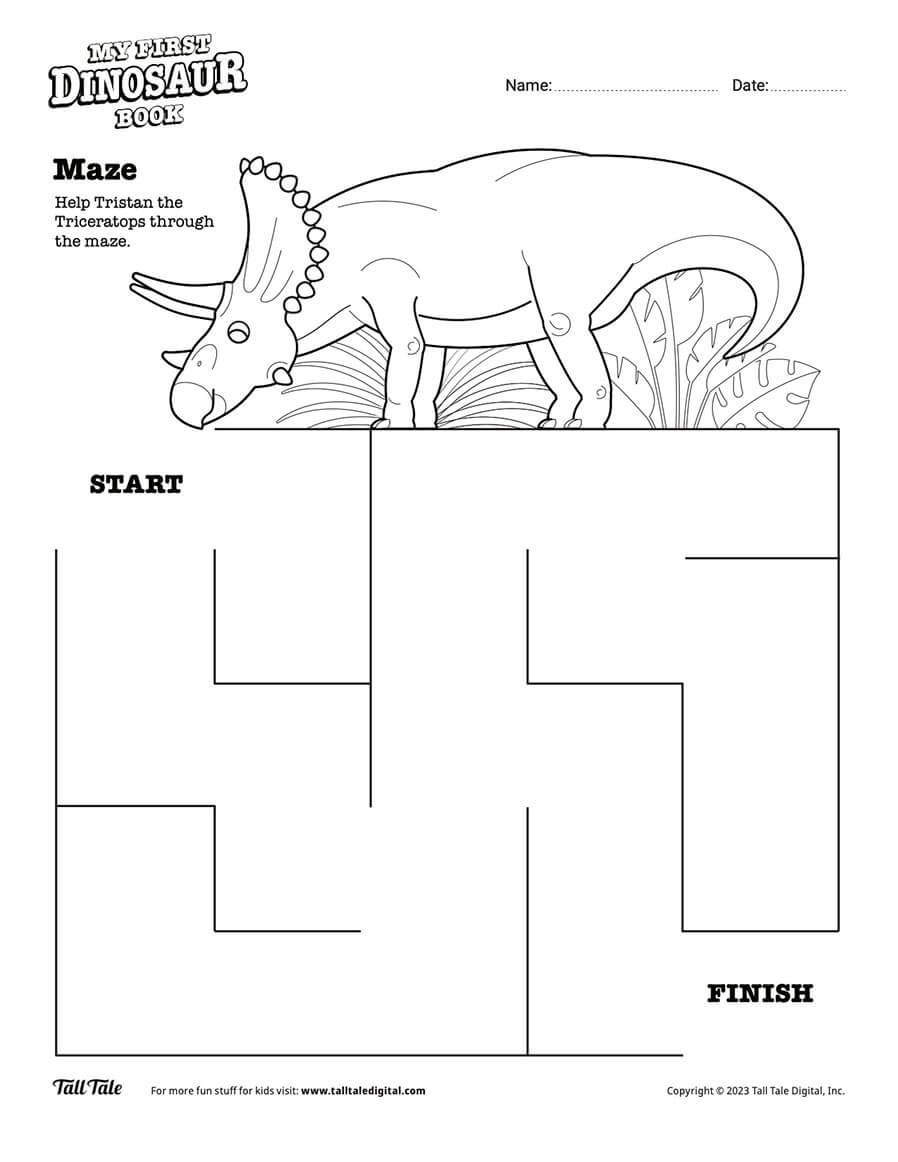 Dinosaur maze activity page